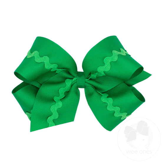 Wee Ones Bows - King - Kelly Green with Ric Rac Trim – Lily Jane