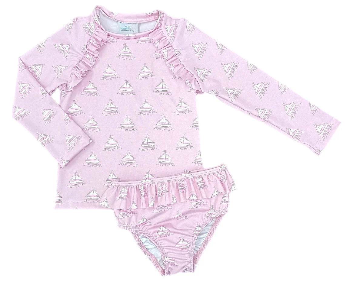James and Lottie - Charlotte Rash Guard Set - Sailboats – Lily Jane